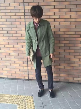 「アイテム（ステンカラーコート）」を使った、Hiroさん（メンズ・177cm・10代）の秋コーディネート