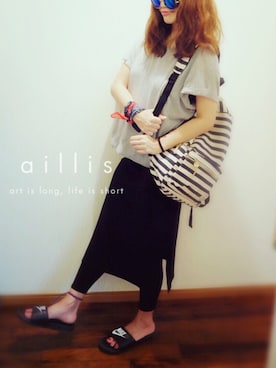 「H&M（エイチ・アンド・エム）のアイテム（チュニック）」を使った、natsupooさん（レディース・167cm）の夏コーディネート
