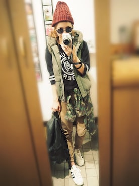 「coca（ANDEX shoes product）（コカ）のアイテム（Tシャツ/カットソー）」を使った、natsupooさん（レディース・167cm）の秋コーディネート