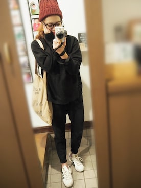 「ニットアップ」｜「アイテム（ニットキャップ/ビーニー）」を使った、natsupooさん（レディース・167cm）の秋コーディネート