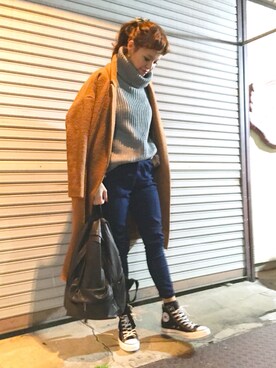 「ボリュームニット」｜「アイテム（ジャケット/アウター）」を使った、natsupooさん（レディース・167cm）の冬コーディネート