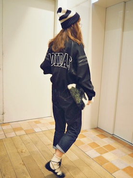 「バックロゴ」｜「アイテム（ニットキャップ/ビーニー）」を使った、natsupooさん（レディース・167cm）の冬コーディネート
