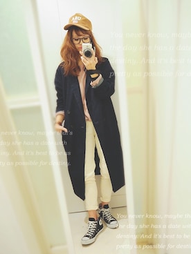 「DHOLIC（ディーホリック）のアイテム（帽子）」を使った、natsupooさん（レディース・167cm）の春コーディネート