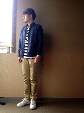 「markaware（マーカウェア）のアイテム（チノパンツ）」を使った、ハサさん（メンズ・174cm）の秋コーディネート