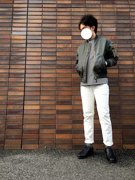 「markaware（マーカウェア）のアイテム（ミリタリージャケット）」を使った、ハサさん（メンズ・174cm）の春コーディネート