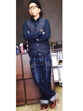 「BEN DAVIS/PROJECT LINE（ベンデイビスプロジェクトライン）のアイテム（ベスト）」を使った、トシーグくんさん（メンズ・169cm）の秋コーディネート