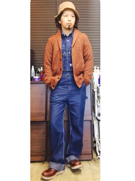「ショールカラー」｜「アイテム（オールインワン・サロペット）」を使った、トシーグくんさん（メンズ・169cm）の秋コーディネート
