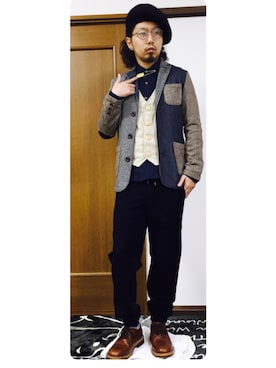 「リラックスパンツ」｜「アイテム（財布/小物）」を使った、トシーグくんさん（メンズ・169cm）の秋コーディネート