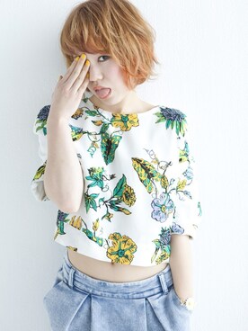 「ボタニカル」｜「アイテム（その他トップス）」を使った、きょうさん（レディース・151cm）の春コーディネート