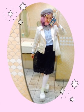 「厚底」｜「アイテム（スタジャン）」を使った、きょうさん（レディース・151cm）の春コーディネート