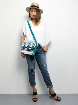 NASSANさんの「BAYFLOW／【MAISON SCOTCH(メゾンスコッチ)】PATCH DENIM」を使ったコーディネート