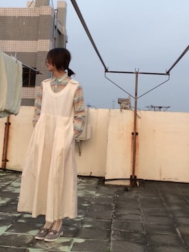 「アイテム（つなぎ/オールインワン、ベージュ系）」を使った、Naoさん（レディース・160cm）の秋コーディネート