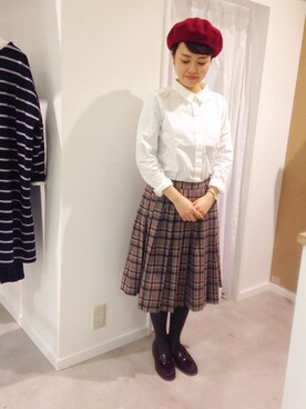 「タータンチェック」｜DIさん（レディース・155cm）の冬コーディネート