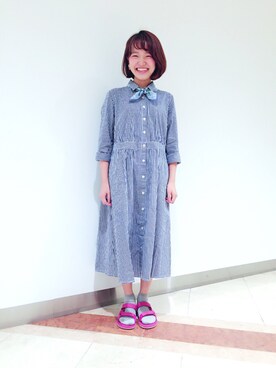 「PAR ICI」｜「アイテム（シャツワンピース）」を使った、DIさん（レディース・152cm）の夏コーディネート