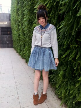 「足長効果」｜「アイテム（モカシン/デッキシューズ）」を使った、MINORIさん（レディース・163cm）の春コーディネート