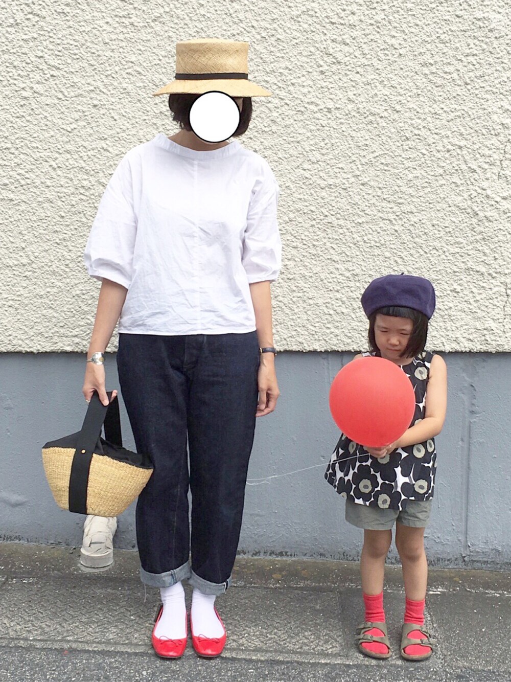 「Lin français d'antan、YAECA、marimekko、birkenstock、ビルケンシュトック、親子コーデ」｜「BERRETTAのアイテム（帽子、ベージュ系）」を使った、fuanさん（キッズ・100cm）の夏コーディネートの1枚目の写真