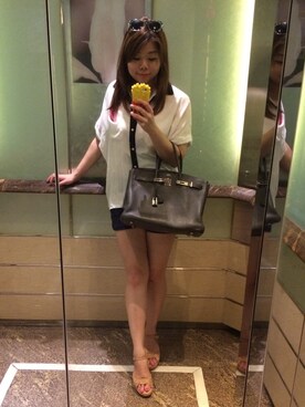 「HERMES」｜「アイテム（その他）」を使った、yu_monicaさん（レディース・160cm）の夏コーディネート