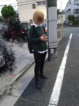 「coen（コーエン）のカラーイージースキニーパンツ（その他パンツ）」を使った、Mipさん（レディース・152cm）の秋コーディネート