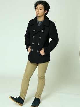 「JOURNAL STANDARD（ジャーナルスタンダード）のアイテム（ピーコート）」を使った、JOURNAL STANDARD PRESSさん（メンズ・178cm）の秋コーディネート