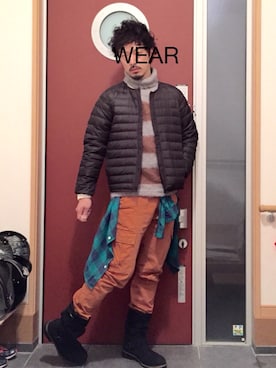 「ノーカラーダウン」｜atsushiさん（メンズ・173cm）の冬コーディネート