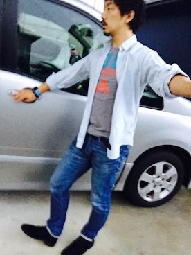 「クラークス」｜「アイテム（アナログ腕時計）」を使った、atsushiさん（メンズ・173cm）の秋コーディネート