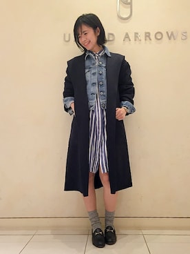 「ユナイテッドアローズ」｜「アイテム（デニムジャケット）」を使った、UNITED ARROWS 福岡店 STAFF 02さん（レディース・165cm）の冬コーディネート