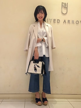 「テーラードコート」｜「アイテム（その他アウター）」を使った、UNITED ARROWS 福岡店 STAFF 02さん（レディース・165cm）の春コーディネート