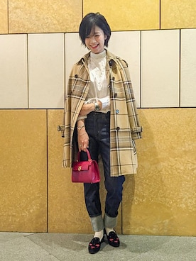 「united arrows」｜「アイテム（トレンチコート）」を使った、UNITED ARROWS 福岡店 STAFF 02さん（レディース・165cm）の秋コーディネート