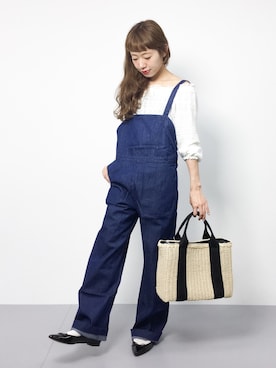 「DURAS（デュラス）のアイテム（オールインワン・サロペット）」を使った、りっぴーさん（レディース・154cm）の夏コーディネート