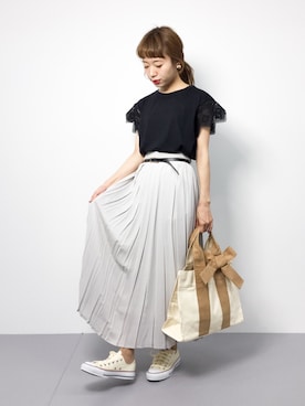 「PROPORTION BODY DRESSING（プロポーションボディドレッシング）のアイテム（シューズ）」を使った、りっぴーさん（レディース・154cm）の夏コーディネート