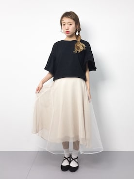 「Honey Salon（ハニーサロン）のアイテム（スカート）」を使った、りっぴーさん（レディース・154cm）の夏コーディネート