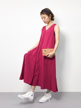「Supreme.La.La.（シュープリームララ）のアイテム（クラッチバッグ）」を使った、りっぴーさん（レディース・154cm）の夏コーディネート
