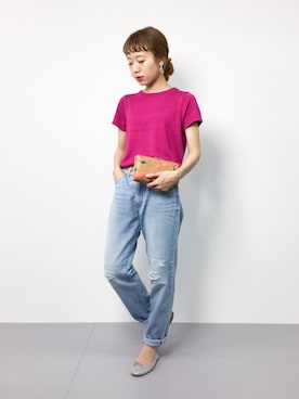 「Supreme.La.La.（シュープリームララ）のアイテム（クラッチバッグ）」を使った、りっぴーさん（レディース・154cm）の夏コーディネート