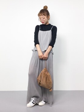 「select MOCA（セレクトモカ）のアイテム（サロペット/オーバーオール）」を使った、りっぴーさん（レディース・154cm）の夏コーディネート