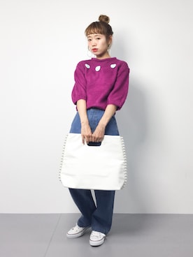 「秋先取りコーデ」｜「アイテム（クラッチバッグ）」を使った、りっぴーさん（レディース・154cm）の夏コーディネート