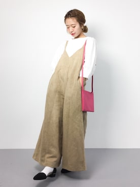 「select MOCA（セレクトモカ）のアイテム（サロペット/オーバーオール）」を使った、りっぴーさん（レディース・154cm）の夏コーディネート