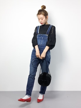 「BAYFLOW（ベイフロー）のアイテム（サロペット/オーバーオール）」を使った、りっぴーさん（レディース・154cm）の夏コーディネート