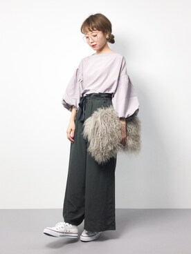 「Ameri（アメリ）のアイテム（バッグ）」を使った、りっぴーさん（レディース・154cm）の秋コーディネート