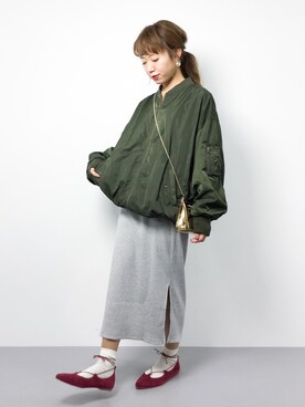 「アイテム（MA-1）」を使った、りっぴーさん（レディース・154cm・20代）の秋コーディネート