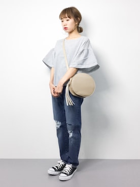 「laboratory work（ラボラトリーワーク）のアイテム（ショルダーバッグ）」を使った、りっぴーさん（レディース・154cm）の秋コーディネート
