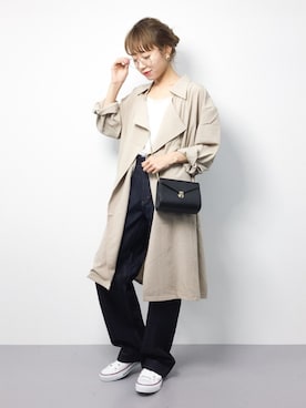 「select MOCA（セレクトモカ）のアイテム（トレンチコート）」を使った、りっぴーさん（レディース・154cm）の秋コーディネート