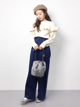 「La Tenace（ラテナーチェ）のアイテム」を使った、りっぴーさん（レディース・154cm）の秋コーディネート