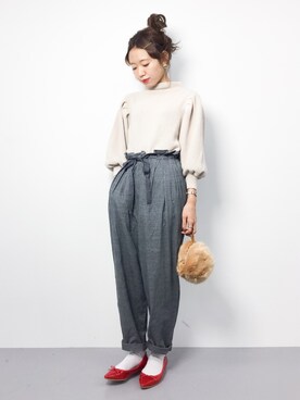 「chambre de charme（シャンブルドゥシャーム）のアイテム（パンツ）」を使った、りっぴーさん（レディース・154cm）の秋コーディネート