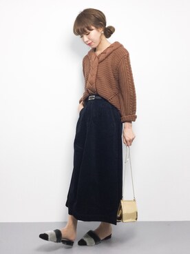 「Ameri（アメリ）のアイテム（ニット/セーター）」を使った、りっぴーさん（レディース・154cm）の秋コーディネート