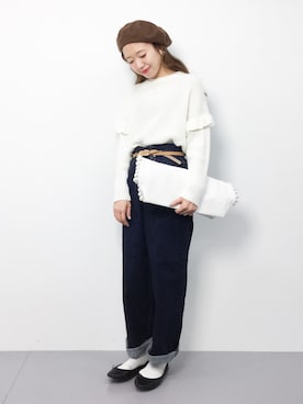 「RAY CASSIN（レイカズン）のアイテム（ハンチング/ベレー帽）」を使った、りっぴーさん（レディース・154cm）の秋コーディネート