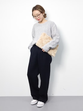 「coca（coca）（コカ）のアイテム（クラッチバッグ）」を使った、りっぴーさん（レディース・154cm）の秋コーディネート