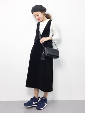 「NIKE（ナイキ）の【NIKE】インターナショナリストミッド（スニーカー）」を使った、りっぴーさん（レディース・154cm）の冬コーディネート
