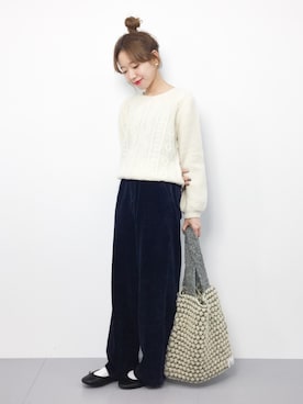 「FREAK'S STORE（フリークスストア）のカット コーデュロイ ワイド パンツ2（その他パンツ）」を使った、りっぴーさん（レディース・154cm）の冬コーディネート