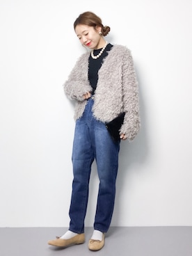 「Cheek（チーク）のアイテム（その他アウター）」を使った、りっぴーさん（レディース・154cm）の冬コーディネート