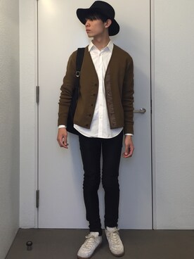 「N.HOOLYWOOD（N.ハリウッド）のアイテム（カーディガン/ボレロ）」を使った、なで肩さん（メンズ・174cm）の春コーディネート